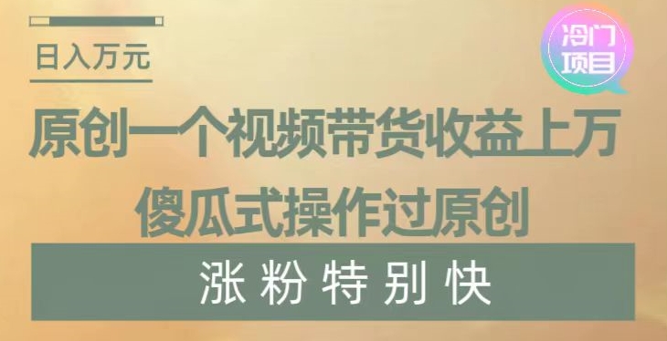 原创一个视频带货收益上万，傻瓜式操作过原创，几分钟做一个视频涨粉特别快【揭秘】-6688资源库