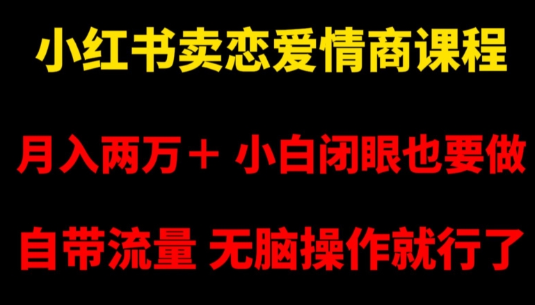 小红书卖恋爱情商课程,月入两万+,小白闭眼也要做,自带流量,无脑操作就行了【揭秘】-6688资源库