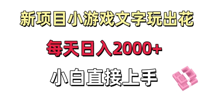 新项目小游戏文字玩出花日入2000+，每天只需一小时，小白直接上手【揭秘】-6688资源库