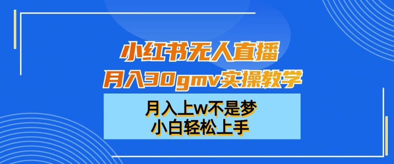 小红书无人直播月入30gmv实操教学，月入上w不是梦，小白轻松上手【揭秘】-6688资源库
