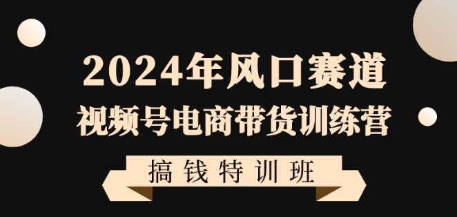 2024年风口赛道视频号电商带货训练营搞钱特训班，带领大家快速入局自媒体电商带货-6688资源库