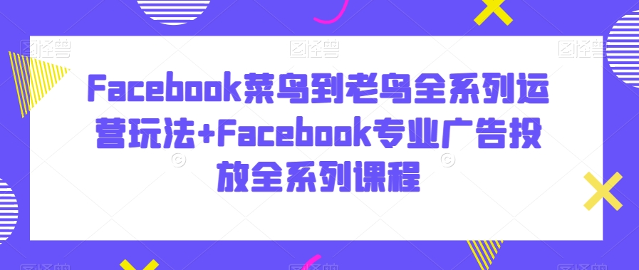 Facebook菜鸟到老鸟全系列运营玩法+Facebook专业广告投放全系列课程-6688资源库