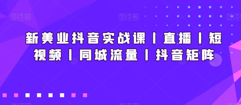 新美业抖音实战课丨直播丨短视频丨同城流量丨抖音矩阵-6688资源库