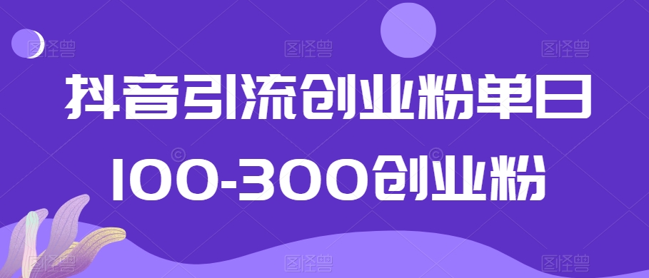 抖音引流创业粉单日100-300创业粉【揭秘】-6688资源库
