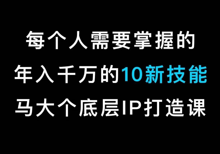 马大个的IP底层逻辑课，​每个人需要掌握的年入千万的10新技能，约会底层IP打造方法！-6688资源库