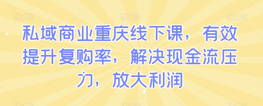 私域商业重庆线下课，有效提升复购率，解决现金流压力，放大利润-6688资源库