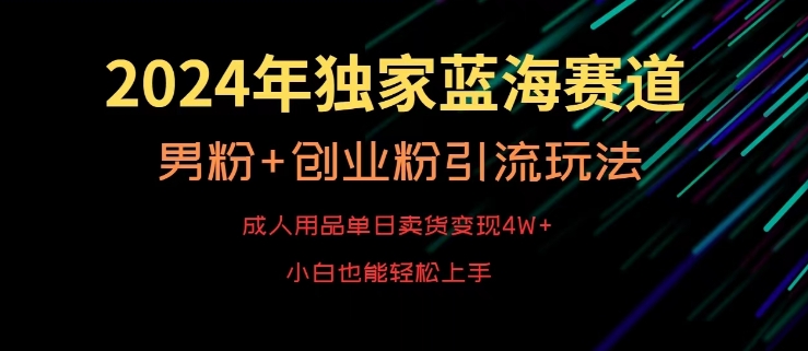2024年独家蓝海赛道，成人用品单日卖货变现4W+，男粉+创业粉引流玩法，不愁搞不到流量【揭秘】-6688资源库