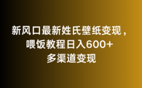 新风口最新姓氏壁纸变现，喂饭教程日入600+【揭秘】-6688资源库