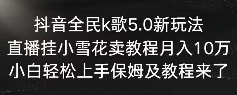 抖音全民k歌5.0新玩法，直播挂小雪花卖教程月入10万，小白轻松上手，保姆及教程来了【揭秘】-6688资源库