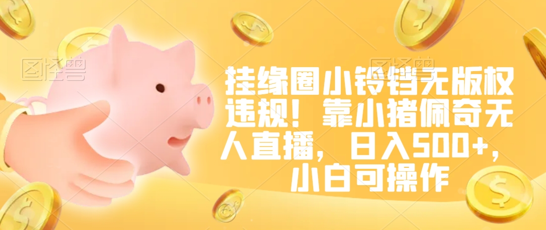 挂缘圈小铃铛无版权违规！靠小猪佩奇无人直播，日入500+，小白可操作【揭秘】-6688资源库
