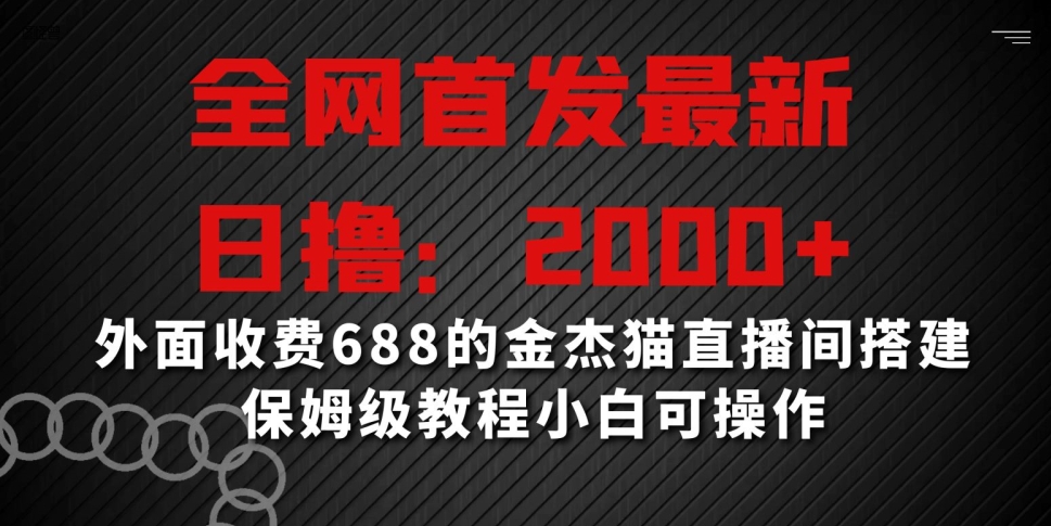 全网首发最新，日撸2000+，外面收费688的金杰猫直播间搭建，保姆级教程小白可操作【揭秘】-6688资源库