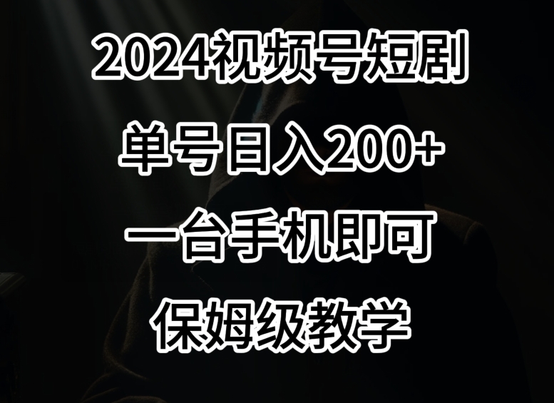 2024风口，视频号短剧，单号日入200+，一台手机即可操作，保姆级教学【揭秘】-6688资源库