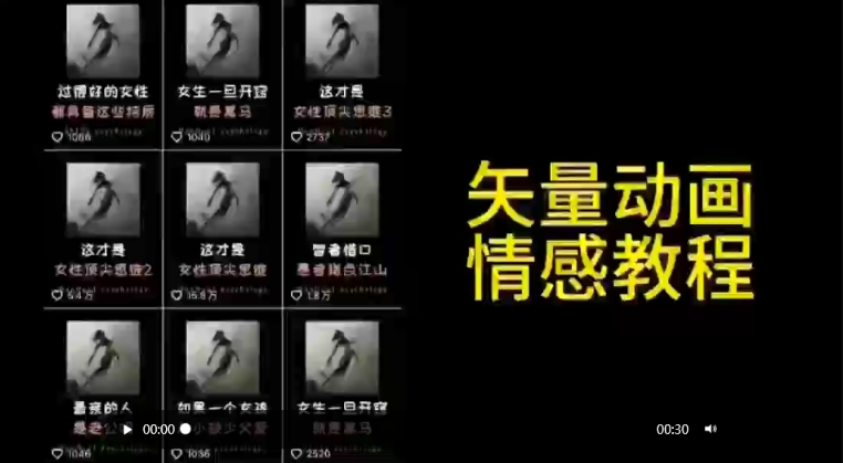 矢量动画情感教程：高点赞涨粉，适合情感、思维、创业教育等赛道-6688资源库