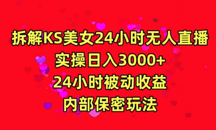 利用快手24小时无人美女直播，实操日入3000，24小时被动收益，内部保密玩法【揭秘】-6688资源库