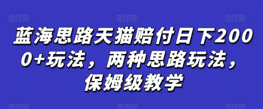 蓝海思路天猫赔付日下2000+玩法，两种思路玩法，保姆级教学【仅揭秘】-6688资源库