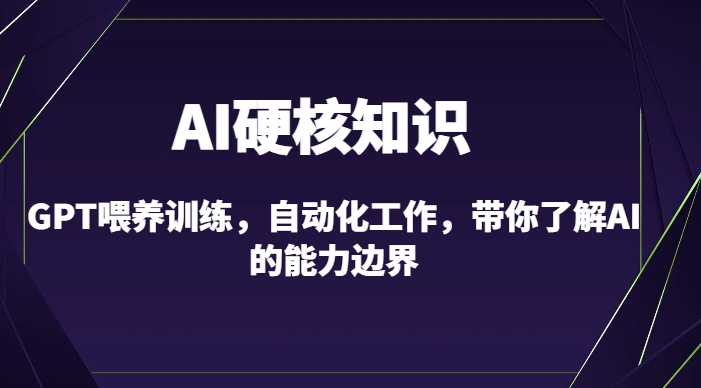 AI硬核知识-GPT喂养训练，自动化工作，带你了解AI的能力边界（10节课）-6688资源库