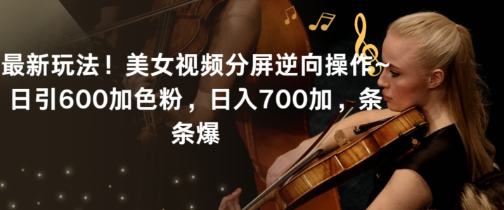 最新玩法！美女视频分屏逆向操作~日引600加色粉，日入700加，条条爆【揭秘】-6688资源库