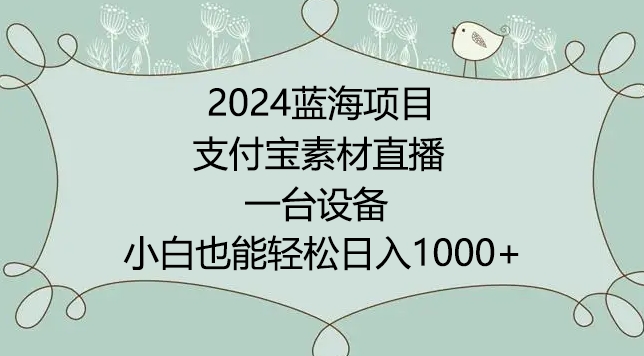 2024年蓝海项目，支付宝素材直播，无需出境，小白也能日入1000+ ，实操教程【揭秘】-6688资源库