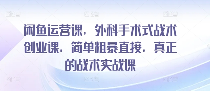 闲鱼运营课，外科手术式战术创业课，简单粗暴直接，真正的战术实战课-6688资源库