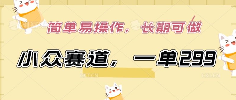 小众赛道，一单299.简单易操作，长期可做【揭秘】-6688资源库