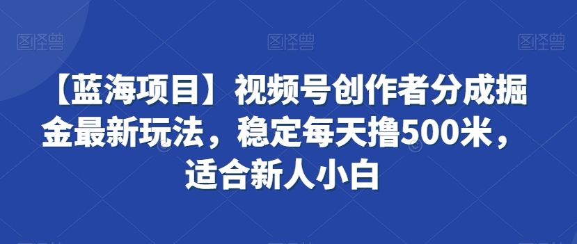 【蓝海项目】视频号创作者分成掘金最新玩法，稳定每天撸500米，适合新人小白【揭秘】-6688资源库