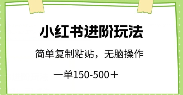 小红书进阶玩法，一单150-500+，简单复制粘贴，小白也能轻松上手【揭秘】-6688资源库