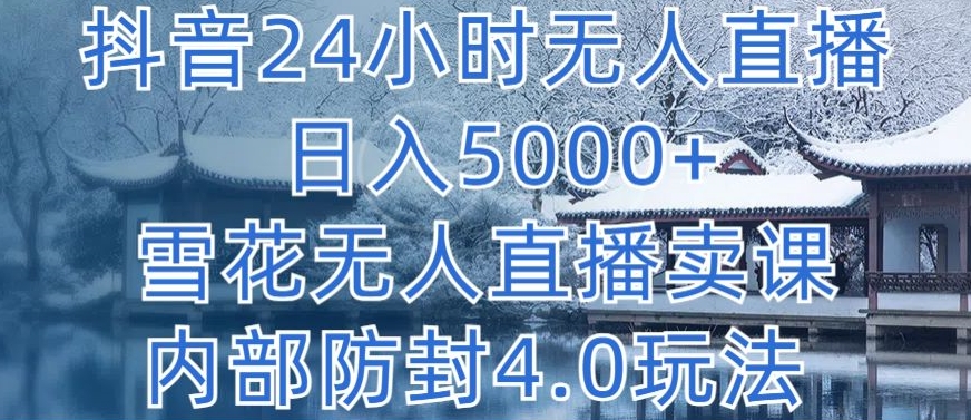 抖音24小时无人直播 日入5000+，雪花无人直播卖课，内部防封4.0玩法【揭秘】-6688资源库