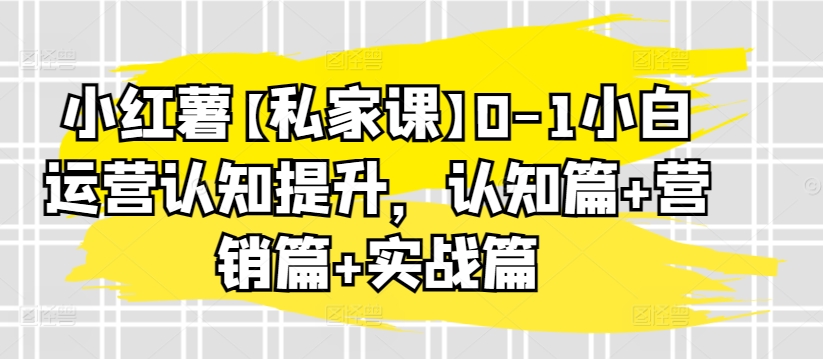 小红薯【私家课】0-1小白运营认知提升，认知篇+营销篇+实战篇-6688资源库