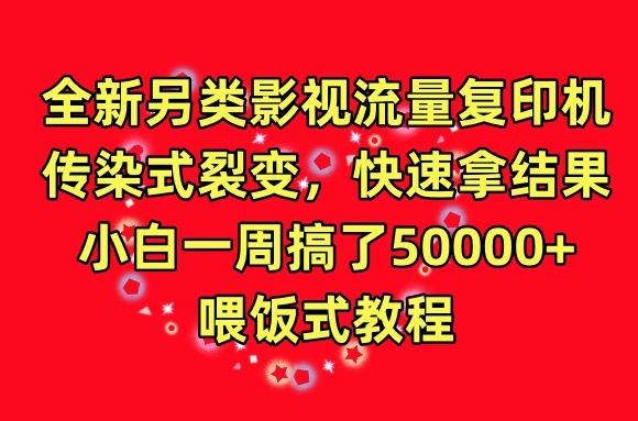 全新另类影视流量复印机,传染式裂变,快速拿结果,小白一周搞了50000+,喂饭式教程【揭秘】-6688资源库
