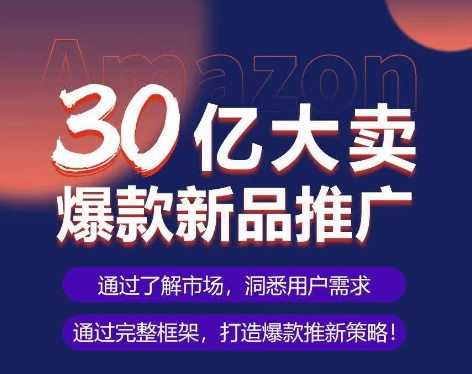 亚马逊·30亿大卖爆款新品推广，可复制、全程案例实操的爆款推新SOP-6688资源库