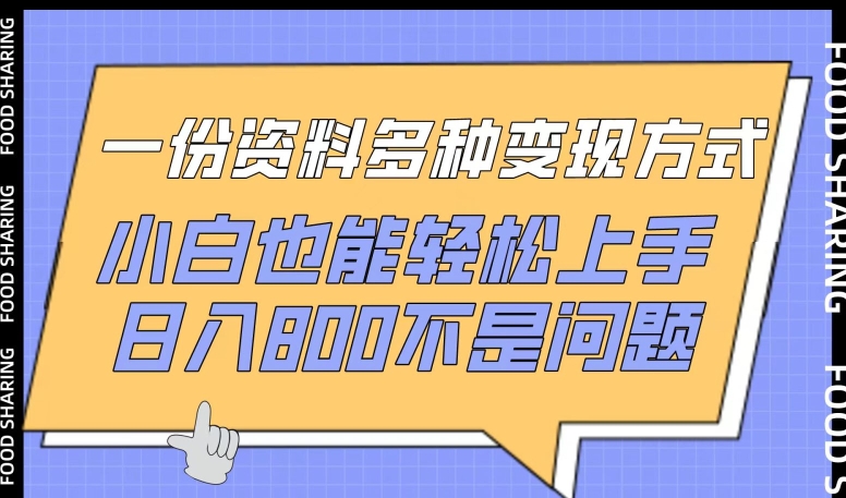 一份资料多种变现方式，小白也能轻松上手，日入800不是问题【揭秘】-6688资源库