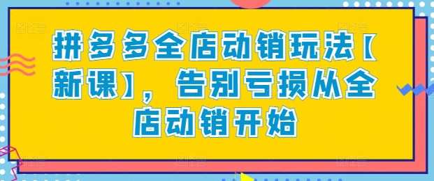 拼多多全店动销玩法【新课】，告别亏损从全店动销开始-6688资源库