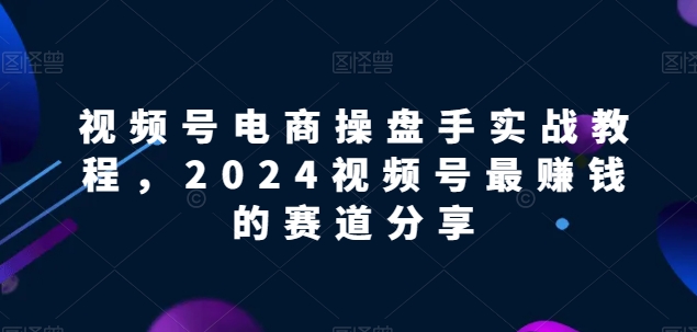 视频号电商实战教程，2024视频号最赚钱的赛道分享-6688资源库