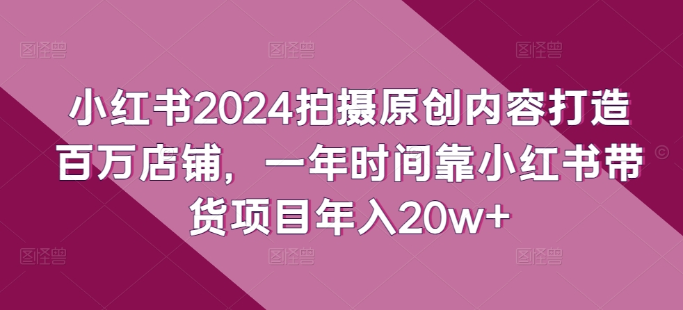小红书2024拍摄原创内容打造百万店铺,一年时间靠小红书带货项目年入20w+-6688资源库