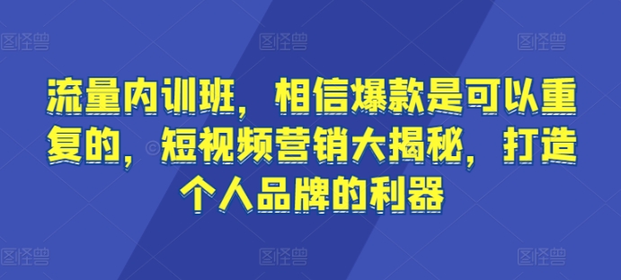 流量内训班,相信爆款是可以重复的,短视频营销大揭秘,打造个人品牌的利器-6688资源库