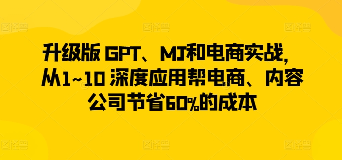 升级版 GPT、MJ和电商实战，从1~10 深度应用帮电商、内容公司节省60%的成本-6688资源库