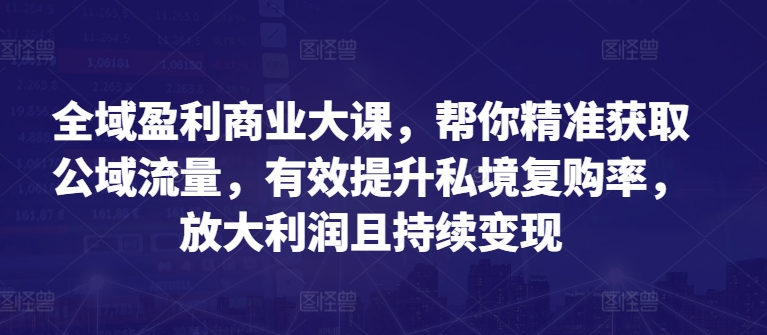 全域盈利商业大课，帮你精准获取公域流量，有效提升私境复购率，放大利润且持续变现-6688资源库