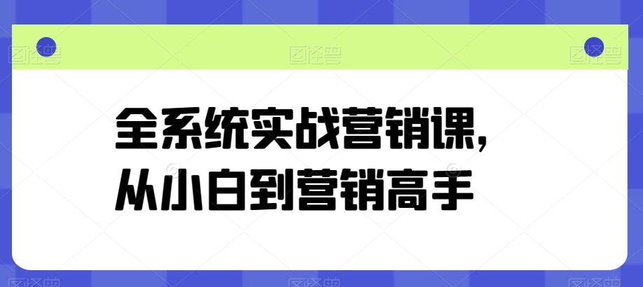 全系统实战营销课，从小白到营销高手-6688资源库
