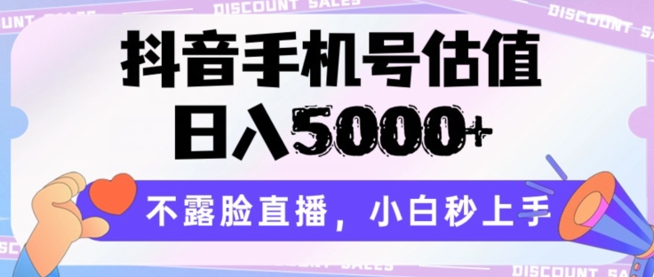 抖音手机号估值，日入5000+，不露脸直播，小白秒上手【揭秘】-6688资源库