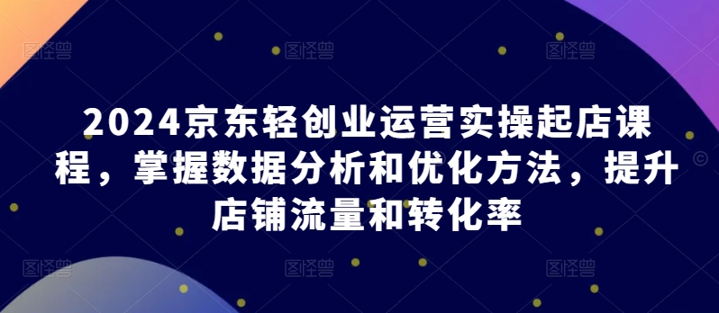 2024京东轻创业运营实操起店课程，掌握数据分析和优化方法，提升店铺流量和转化率-6688资源库