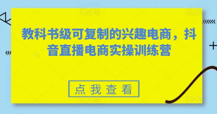 教科书级可复制的兴趣电商，抖音直播电商实操训练营-6688资源库