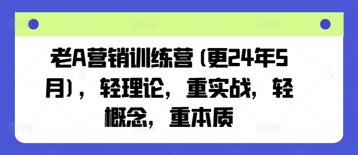老A营销训练营(更24年5月),轻理论,重实战,轻概念,重本质-6688资源库