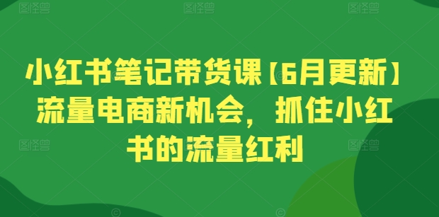 小红书笔记带货课【6月更新】流量电商新机会，抓住小红书的流量红利-6688资源库