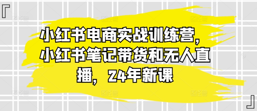 小红书电商实战训练营，小红书笔记带货和无人直播，24年新课-6688资源库