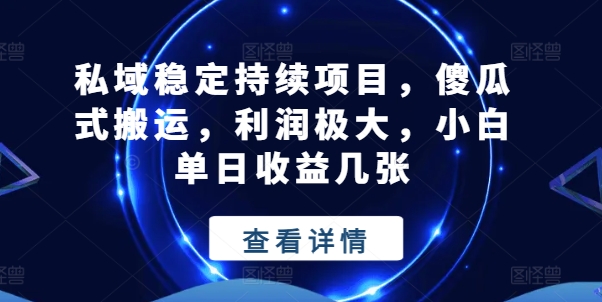 私域稳定持续项目，傻瓜式搬运，利润极大，小白单日收益几张【揭秘】-6688资源库