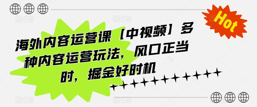 海外内容运营课【中视频】多种内容运营玩法，风口正当时，掘金好时机-6688资源库
