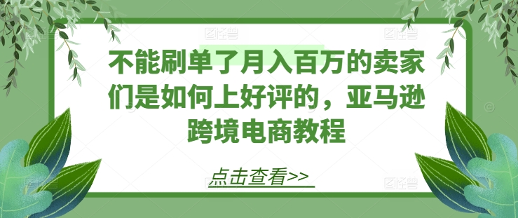 不能刷单了月入百万的卖家们是如何上好评的，亚马逊跨境电商教程-6688资源库