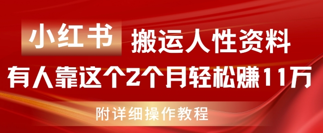 小红书搬运人性资料，有人靠这个2个月轻松赚11w，附教程【揭秘】-6688资源库