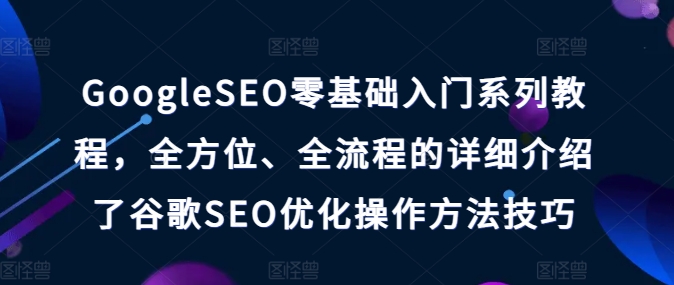 GoogleSEO零基础入门系列教程，全方位、全流程的详细介绍了谷歌SEO优化操作方法技巧-6688资源库