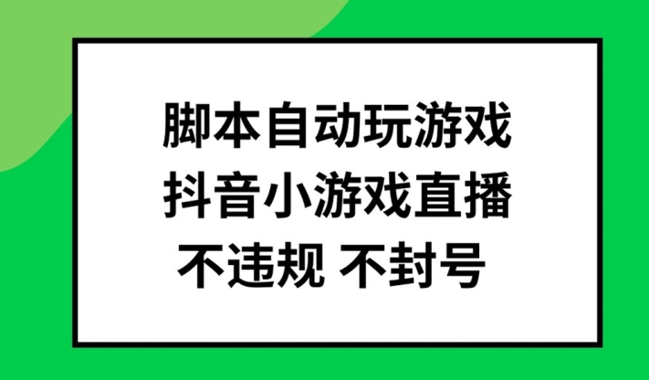 脚本自动玩游戏，抖音小游戏直播，不违规不封号可批量做【揭秘】-6688资源库